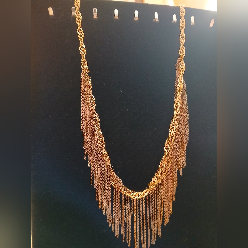 J.Crew Rose Gold Fringe Statement Necklace